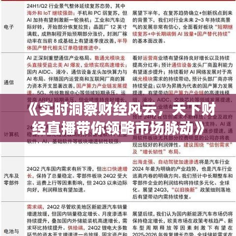 《实时洞察财经风云，天下财经直播带你领略市场脉动》