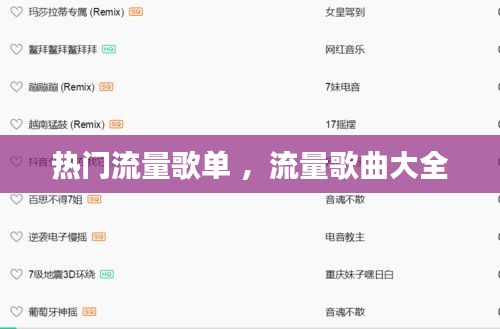 热门流量歌单 ，流量歌曲大全