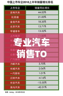 专业汽车销售TOP10榜单揭晓，引领行业风潮的领军者
