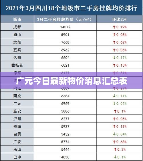广元今日最新物价消息汇总表