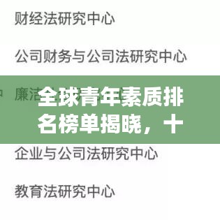 全球青年素质排名榜单揭晓，十强榜单重磅出炉！