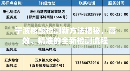 宁波核酸检测新方法揭秘，高效、精准的全新检测流程
