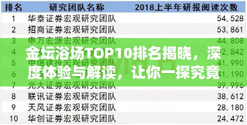金坛浴场TOP10排名揭晓，深度体验与解读，让你一探究竟！
