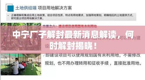 中宁厂子解封最新消息解读，何时解封揭晓！