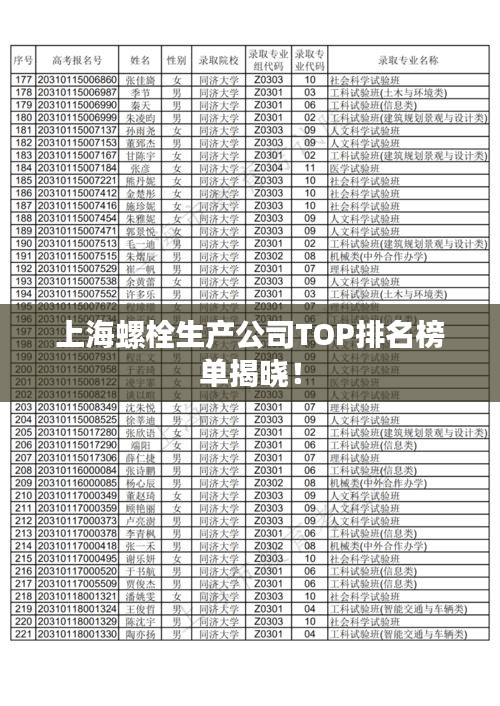上海螺栓生产公司TOP排名榜单揭晓！