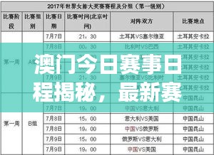 澳门今日赛事日程揭秘，最新赛程安排一网打尽