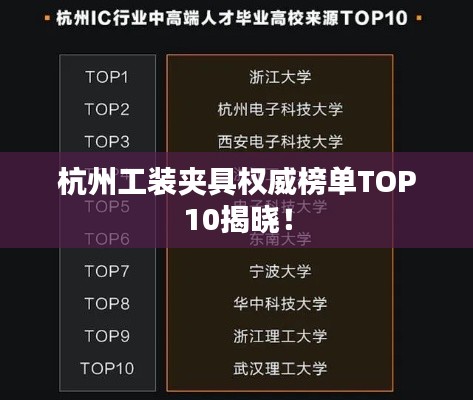 杭州工装夹具权威榜单TOP10揭晓！