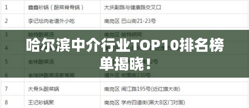 哈尔滨中介行业TOP10排名榜单揭晓！