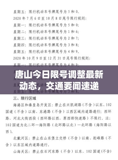 唐山今日限号调整最新动态，交通要闻速递
