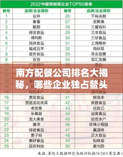 南方配餐公司排名大揭秘，哪些企业独占鳌头？