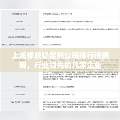 上海橡胶稳定剂公司排行榜揭晓，行业领先的几家企业