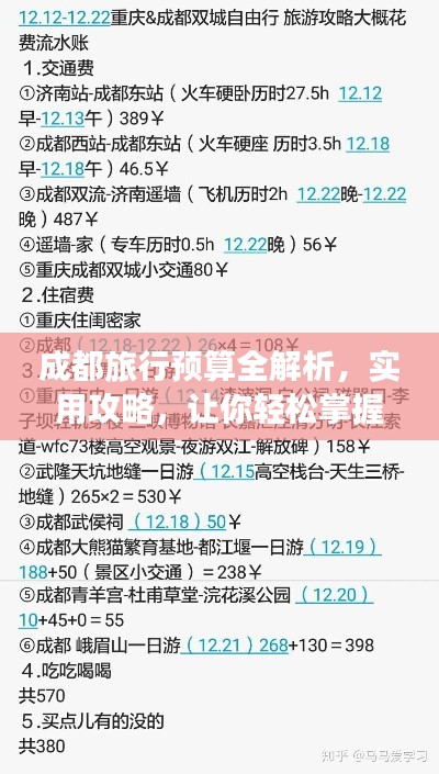 成都旅行预算全解析，实用攻略，让你轻松掌握花费细节！