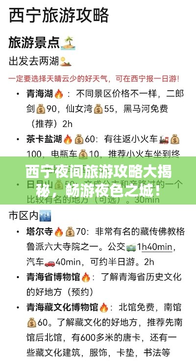 西宁夜间旅游攻略大揭秘，畅游夜色之城！