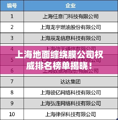上海地面缠绕膜公司权威排名榜单揭晓！