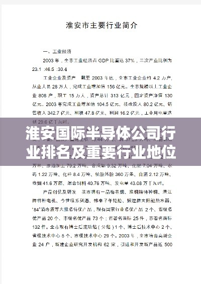 淮安国际半导体公司行业排名及重要行业地位揭秘