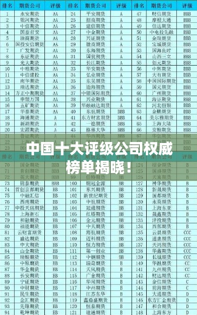 中国十大评级公司权威榜单揭晓！