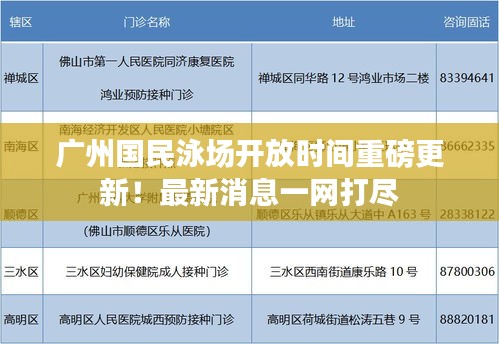 广州国民泳场开放时间重磅更新！最新消息一网打尽
