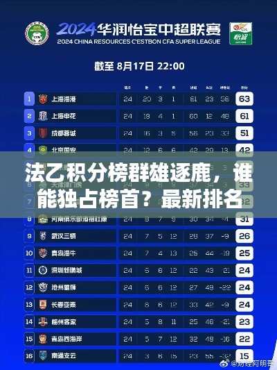 法乙积分榜群雄逐鹿，谁能独占榜首？最新排名揭晓！