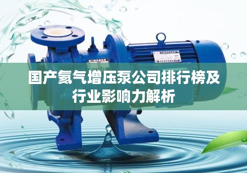 国产氦气增压泵公司排行榜及行业影响力解析
