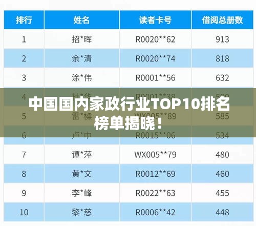 中国国内家政行业TOP10排名榜单揭晓！